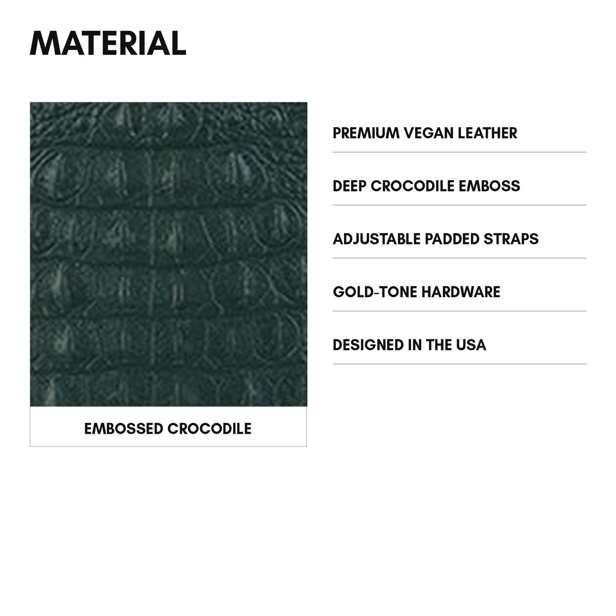 Statement Traveler Backpack in Emerald Green - material: premium vegan leather, deep crocodile emboss, adjustable padded straps