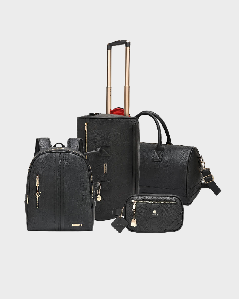 Signature 4-Piece Rolling Weekender Set in Black