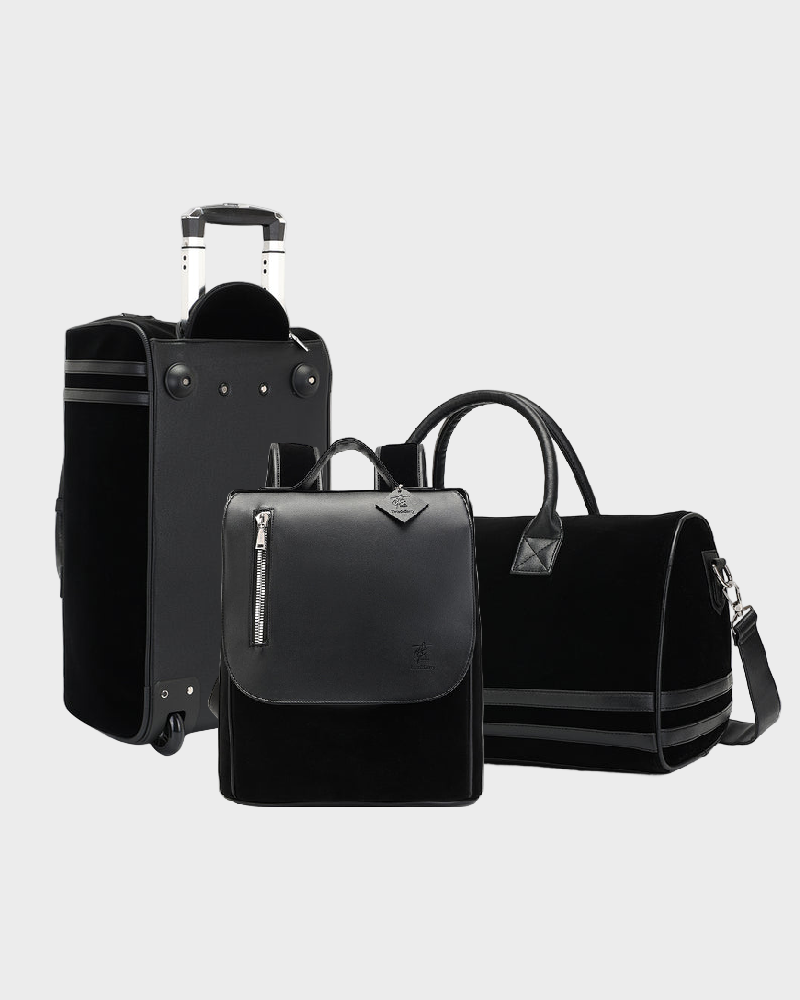 Velour Complete Travel Set in Black