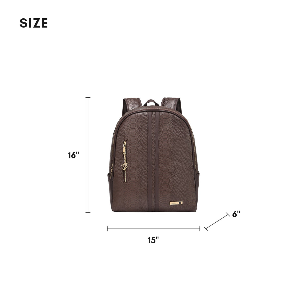 Tote&Carry Signature Traveler Backpack in Chocolate — size, 15 x 6 x 16 inches