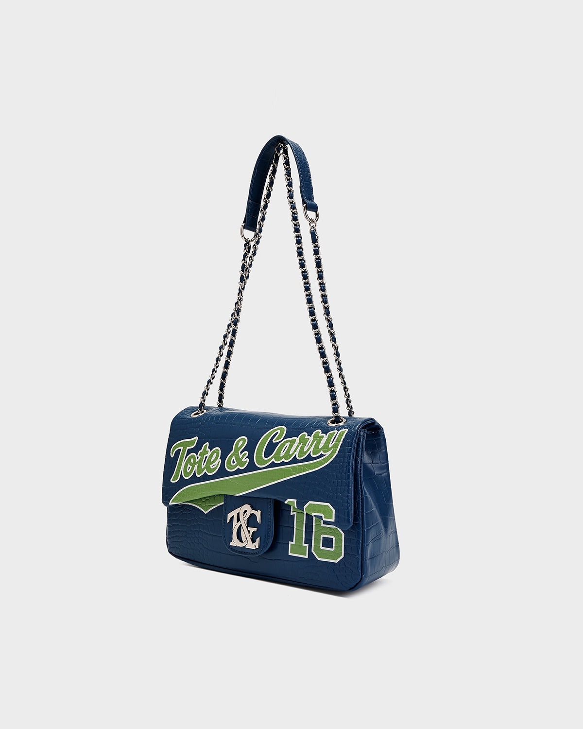 Varsity Rally Shoulder Bag in Royal Blue & Lime
