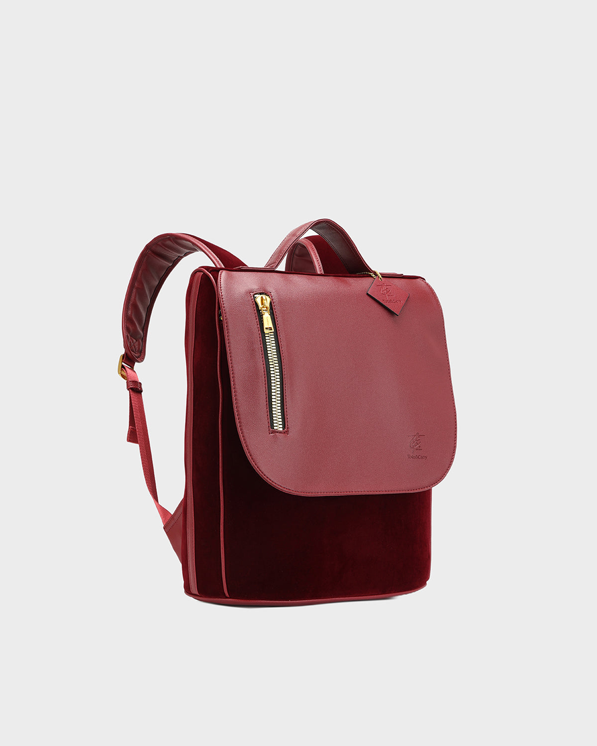 Velour Backpack in Burgundy