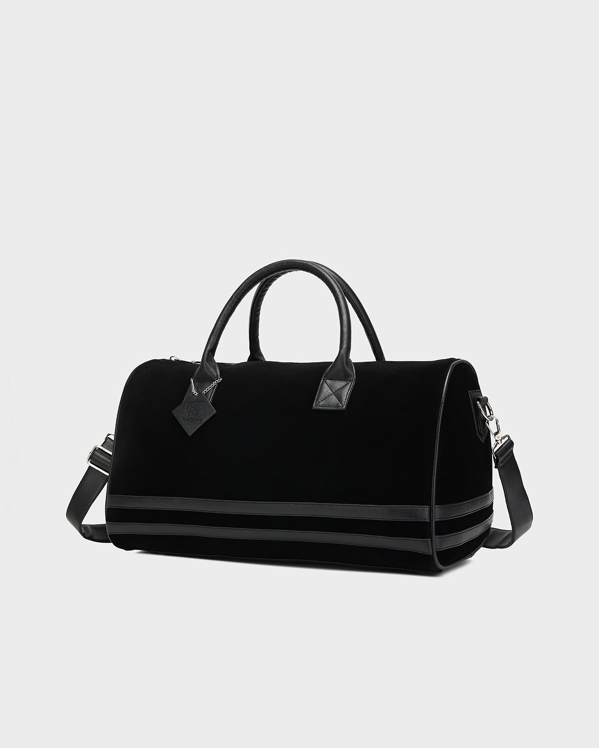 Velour Duffle Bag in Black