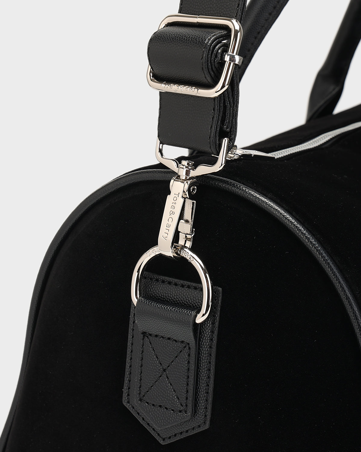 Velour Duffle Bag in Black
