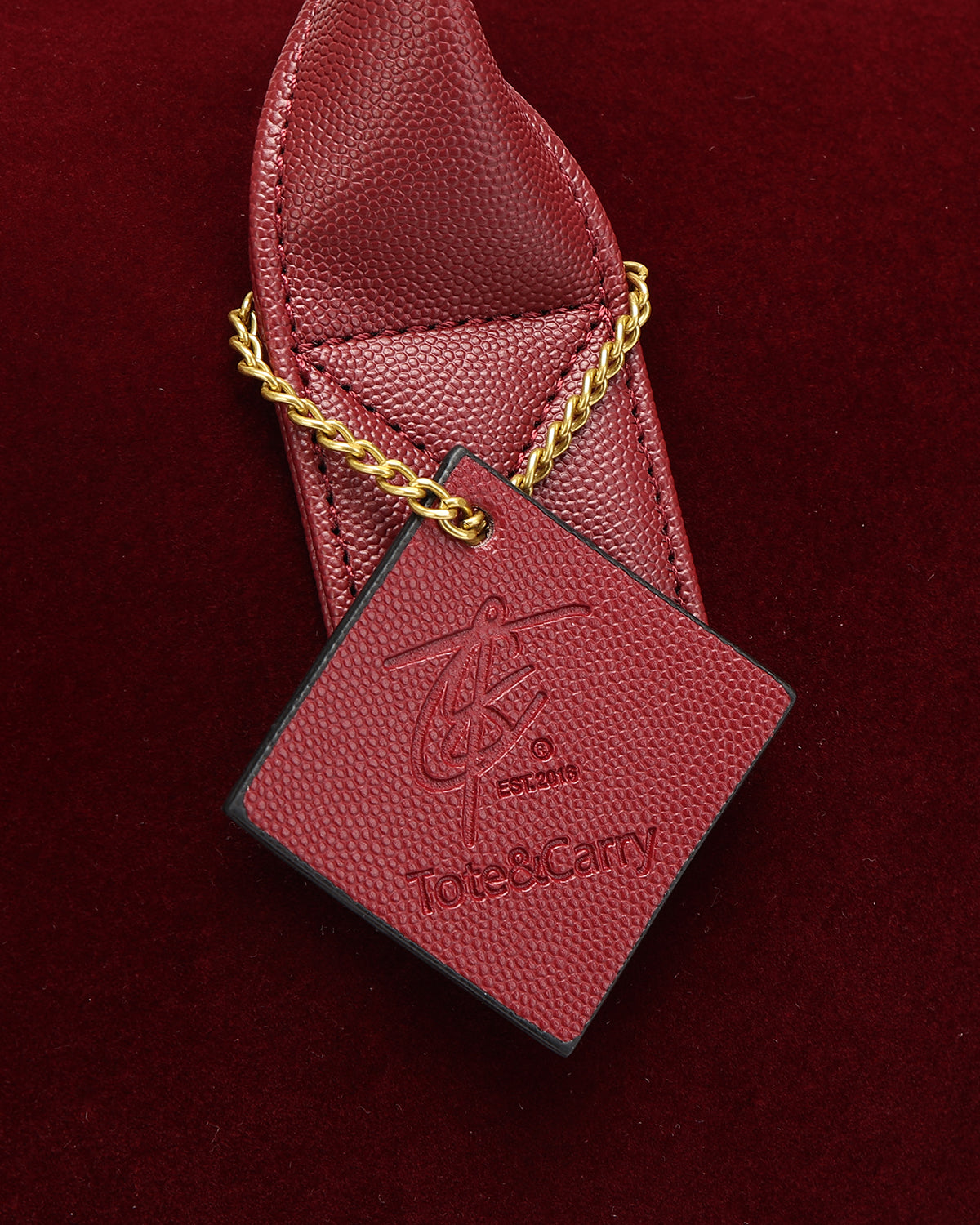 Velour Duffle Bag in Burgundy