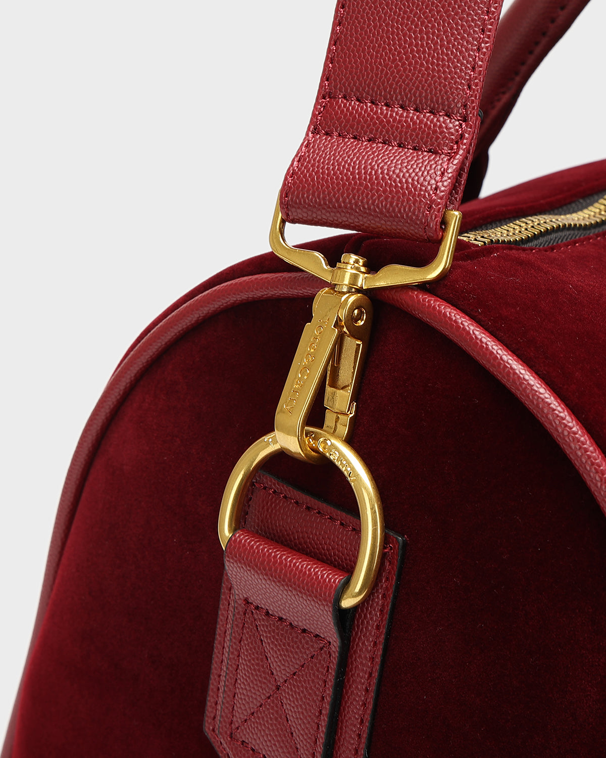 Velour Duffle Bag in Burgundy