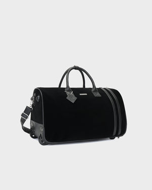 Velour Rolling Duffle Bag in Black