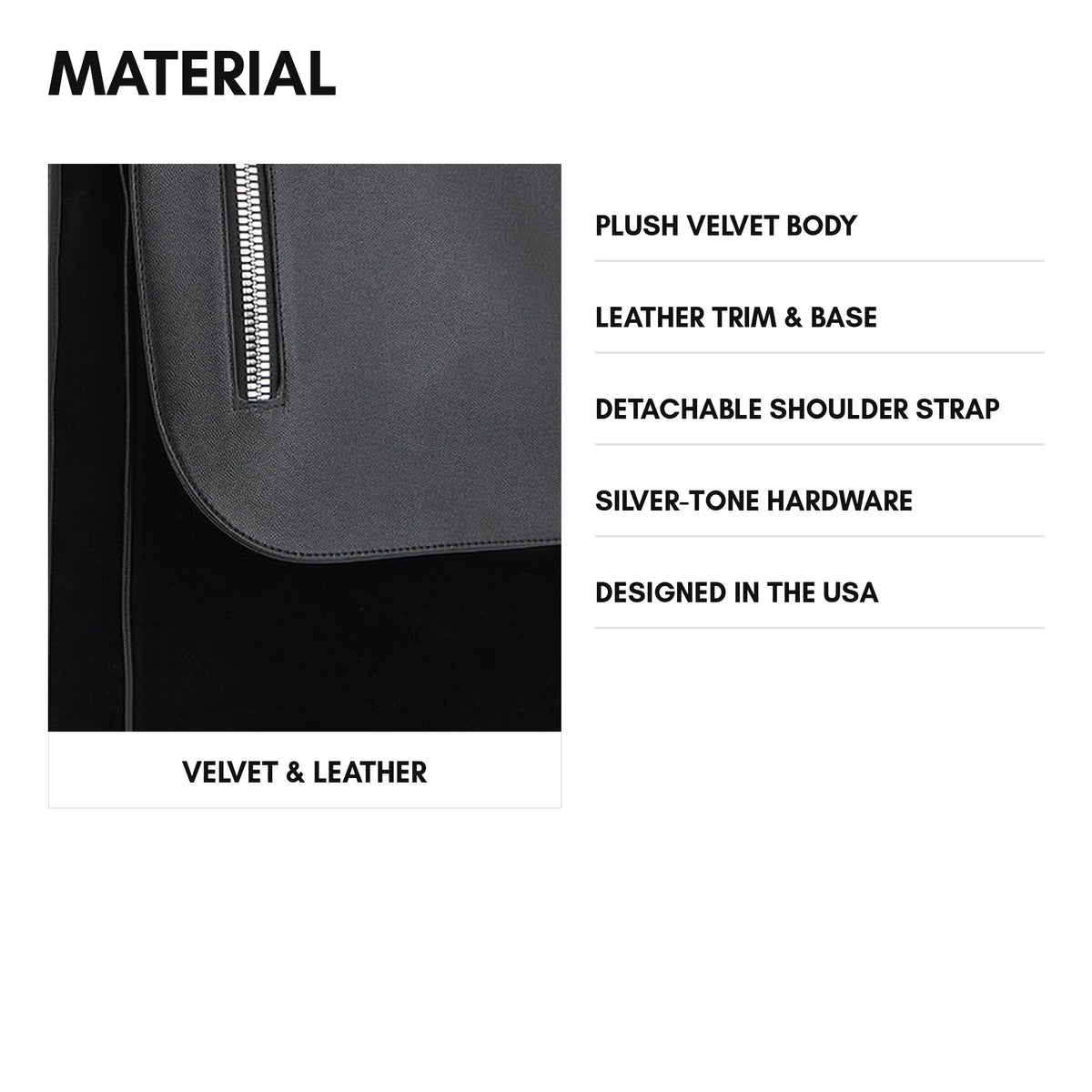 Velvet Luxe Travel Set in Black - material