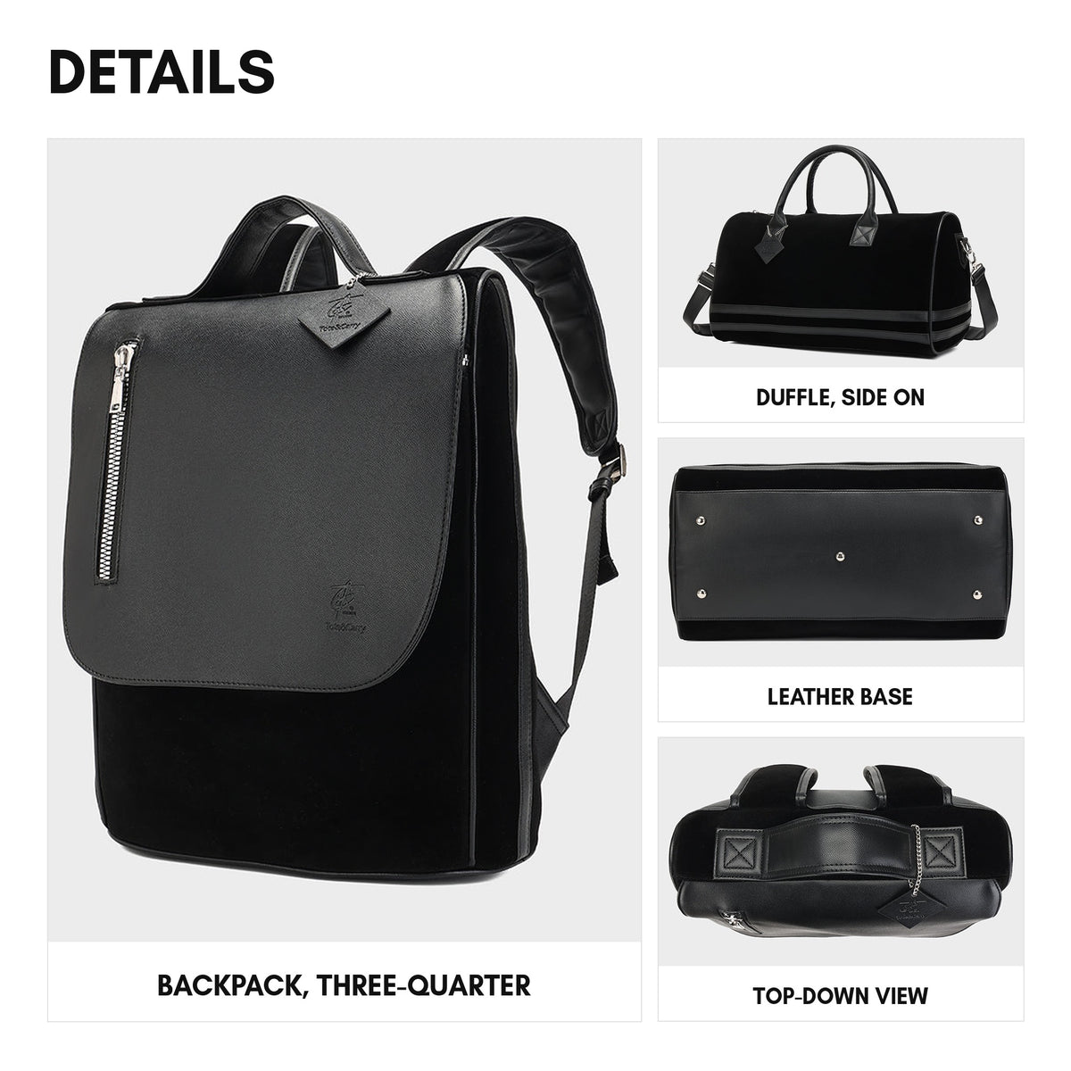 Velvet Luxe Travel Set in Black - details
