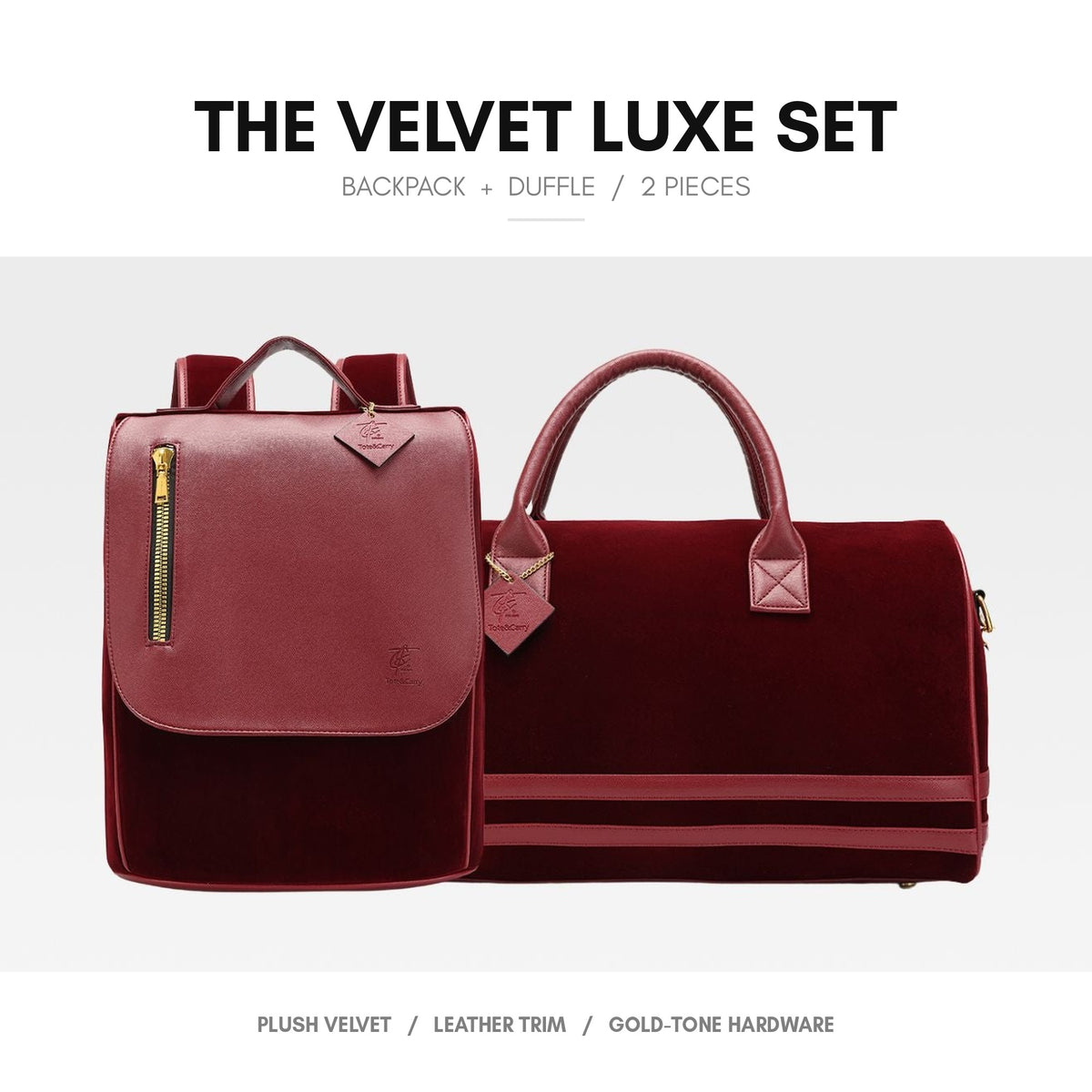Velvet Luxe Travel Set in Burgundy - the set