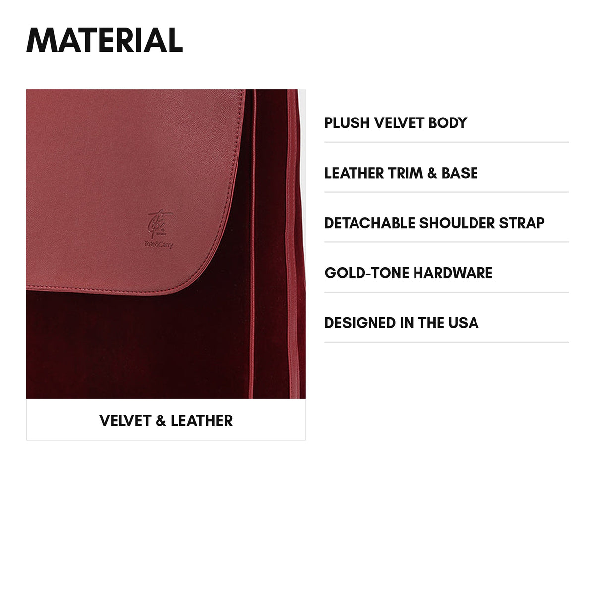 Velvet Luxe Travel Set in Burgundy - material