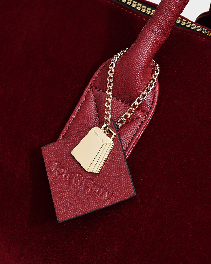 Velour Duffle in Burgundy