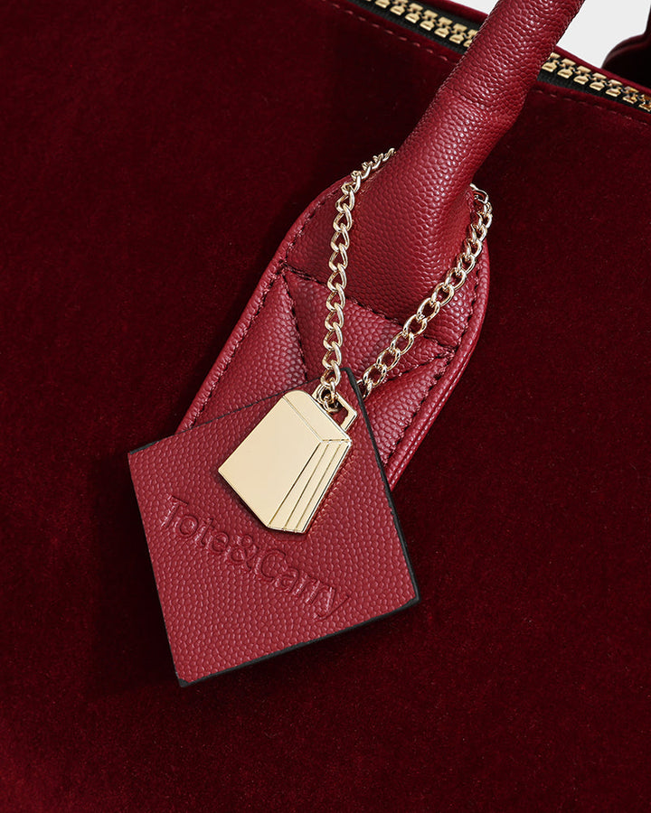 Velour Duffle in Burgundy