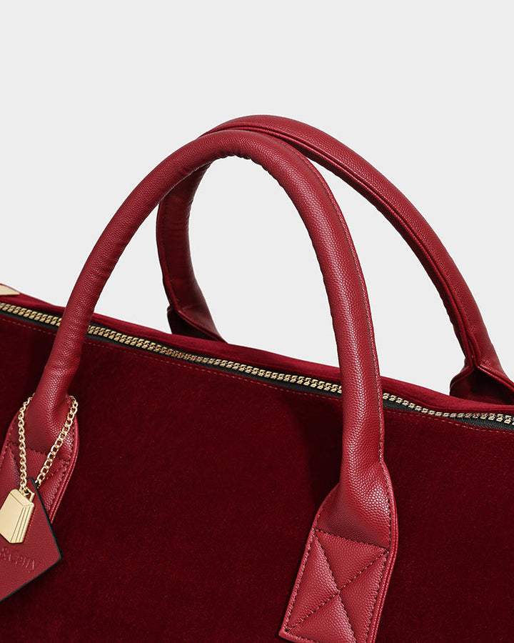 Velour Duffle in Burgundy