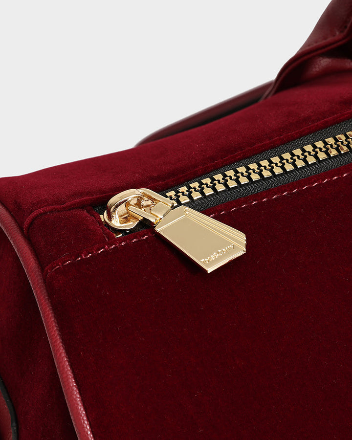 Velour Duffle in Burgundy