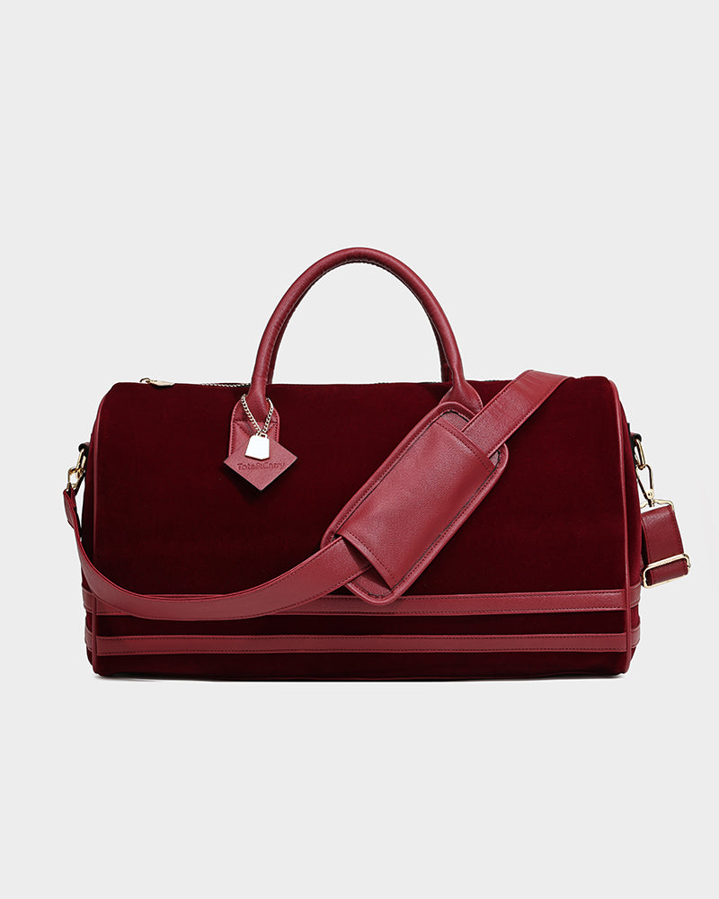 Velour Duffle in Burgundy