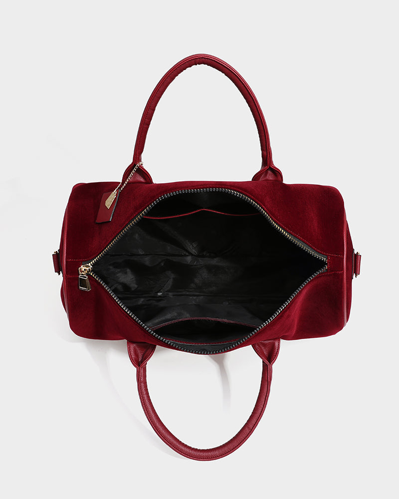 Velour Duffle in Burgundy