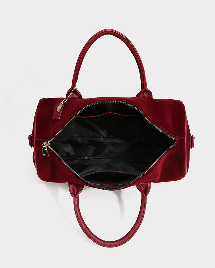 Velour Duffle in Burgundy