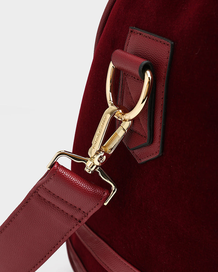 Velour Duffle in Burgundy