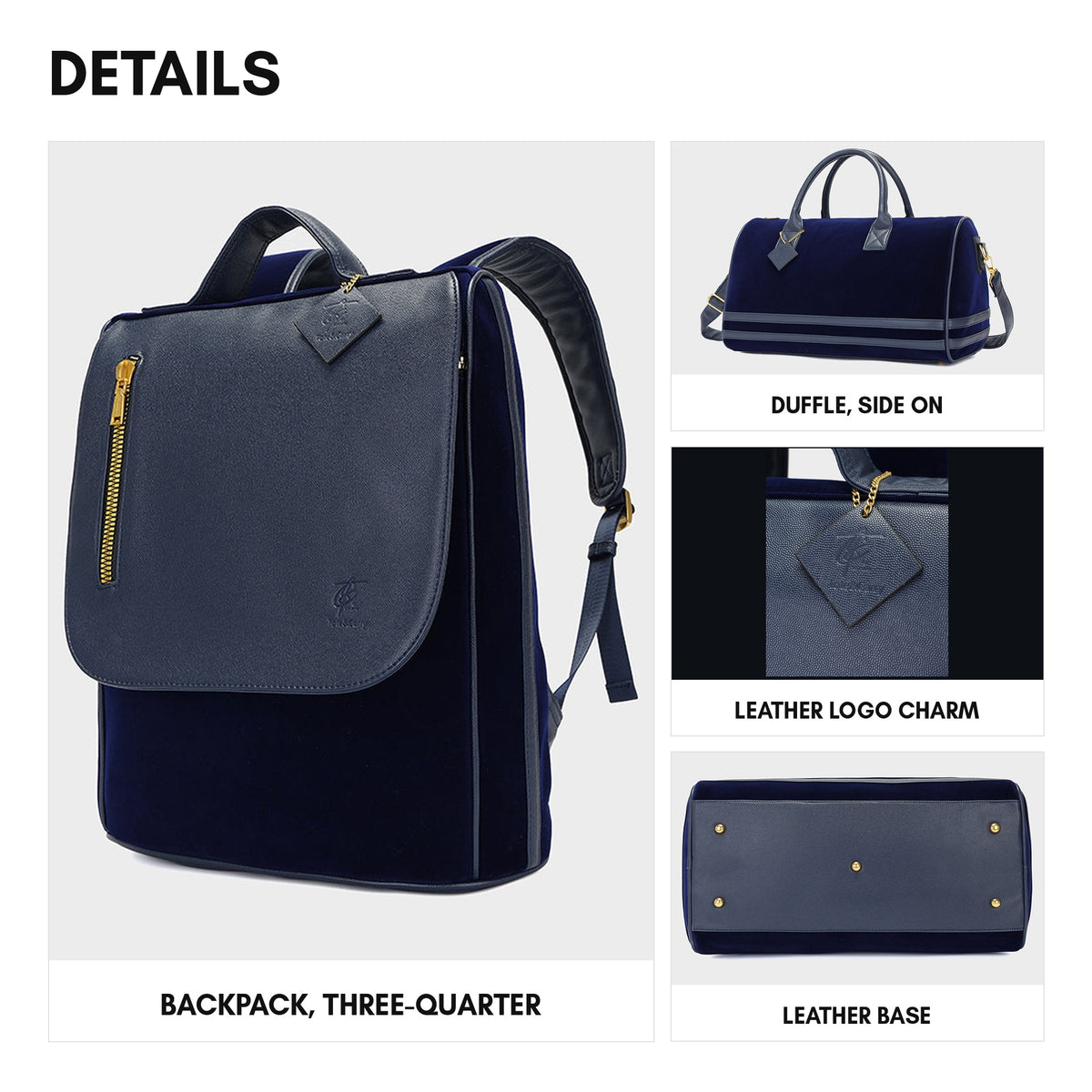 Velvet Luxe Travel Set in Royal Blue - details