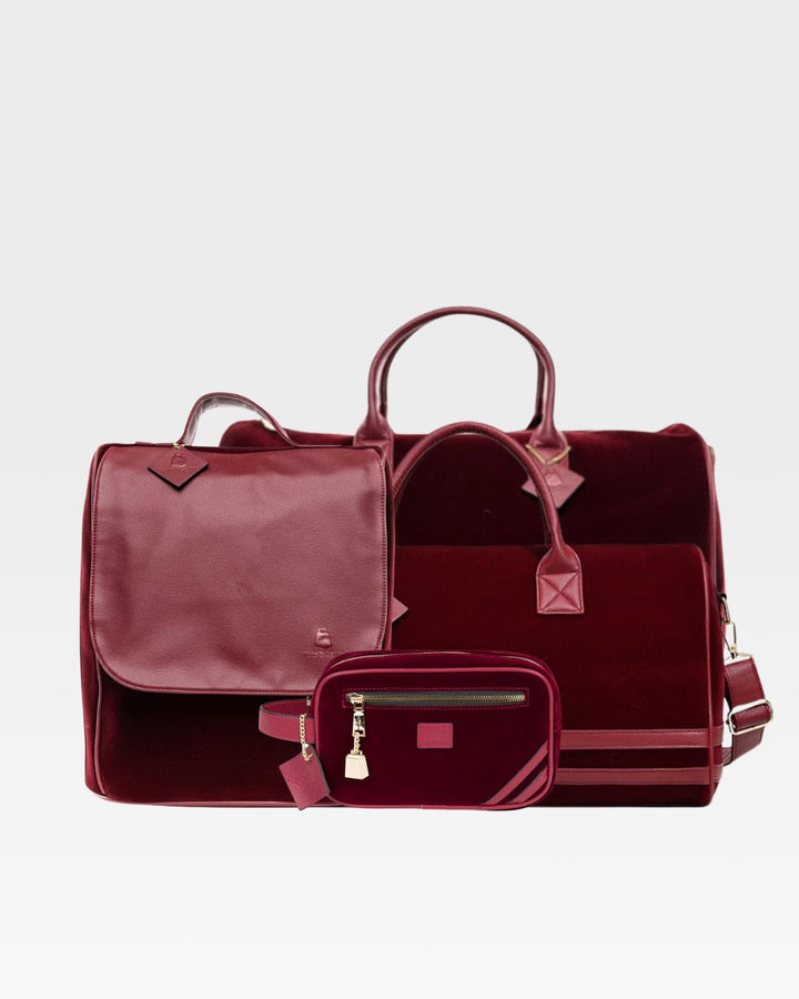 Velvet Luxe Travel Set in Burgundy