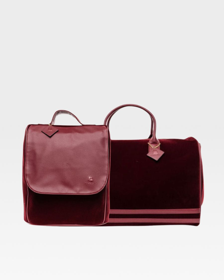 Velvet Travel Set in Burgundy
