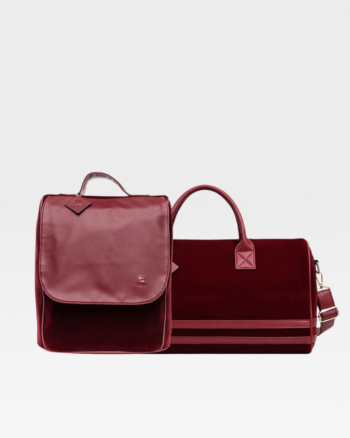 Velvet Travel Set in Burgundy