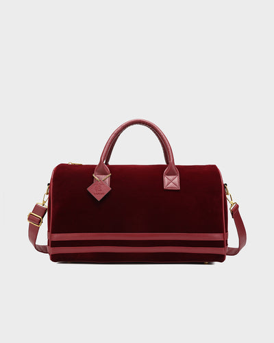 Velour Duffle Bag in Burgundy V2