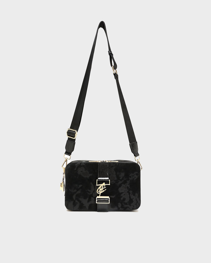 Velvet Messenger Bag in Black