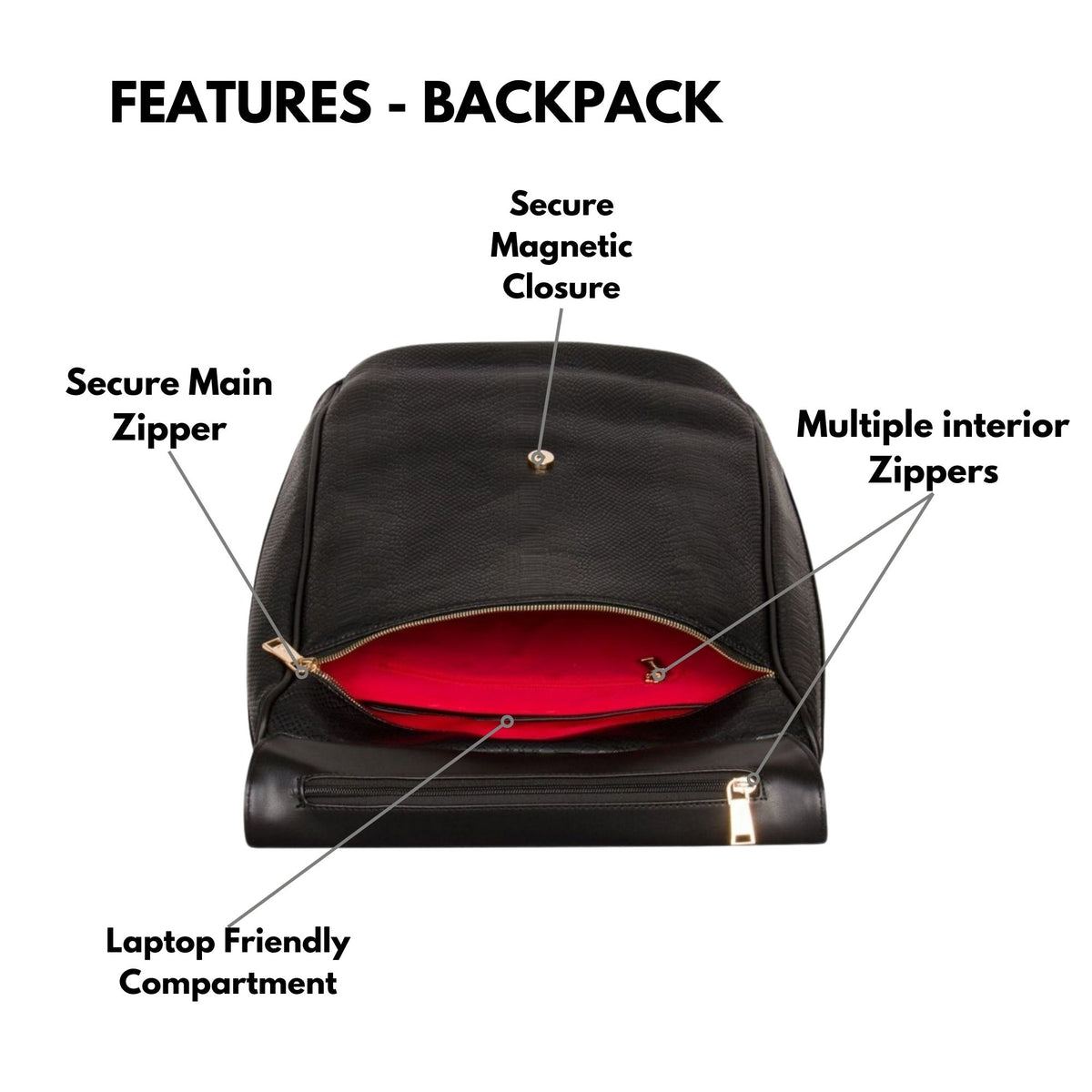 Tote&Carry Classic Weekender Travel Set in Black — backpack features, laptop compartment, secure zip and magnetic closure, easy-access exterior pocket