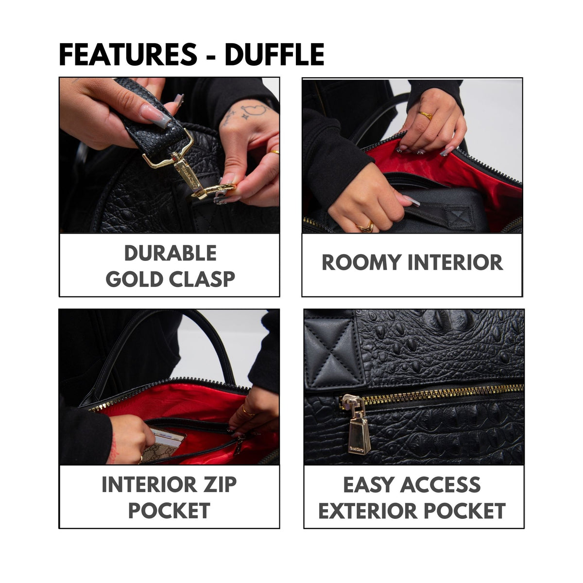 Tote&Carry Classic Weekender Travel Set in Black — duffle features, roomy interior and easy-access exterior pocket
