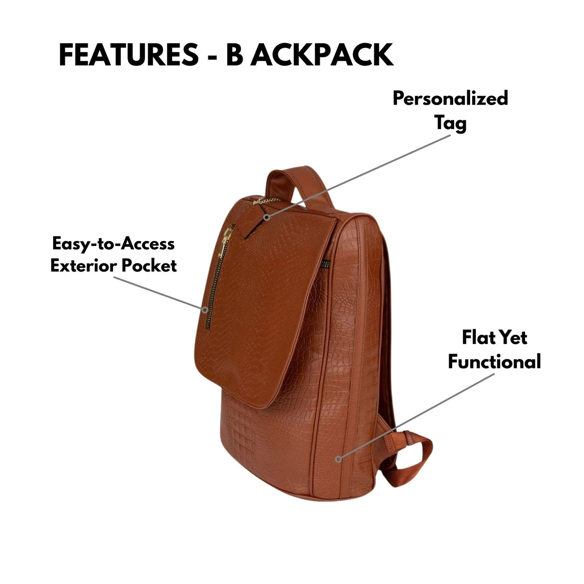 Tote&Carry Classic Weekender Travel Set in Caramel — backpack features, personalized tag, flat yet functional profile and easy-access exterior pocket