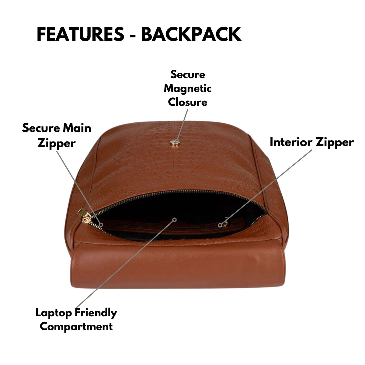 Tote&Carry Classic Weekender Travel Set in Caramel — backpack features, laptop compartment, secure main zipper and magnetic closure