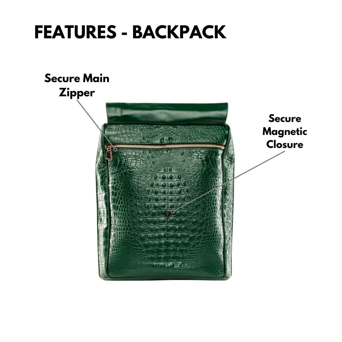 Tote&Carry Classic Weekender Travel Set in Emerald Green — backpack features, secure main zipper and magnetic closure