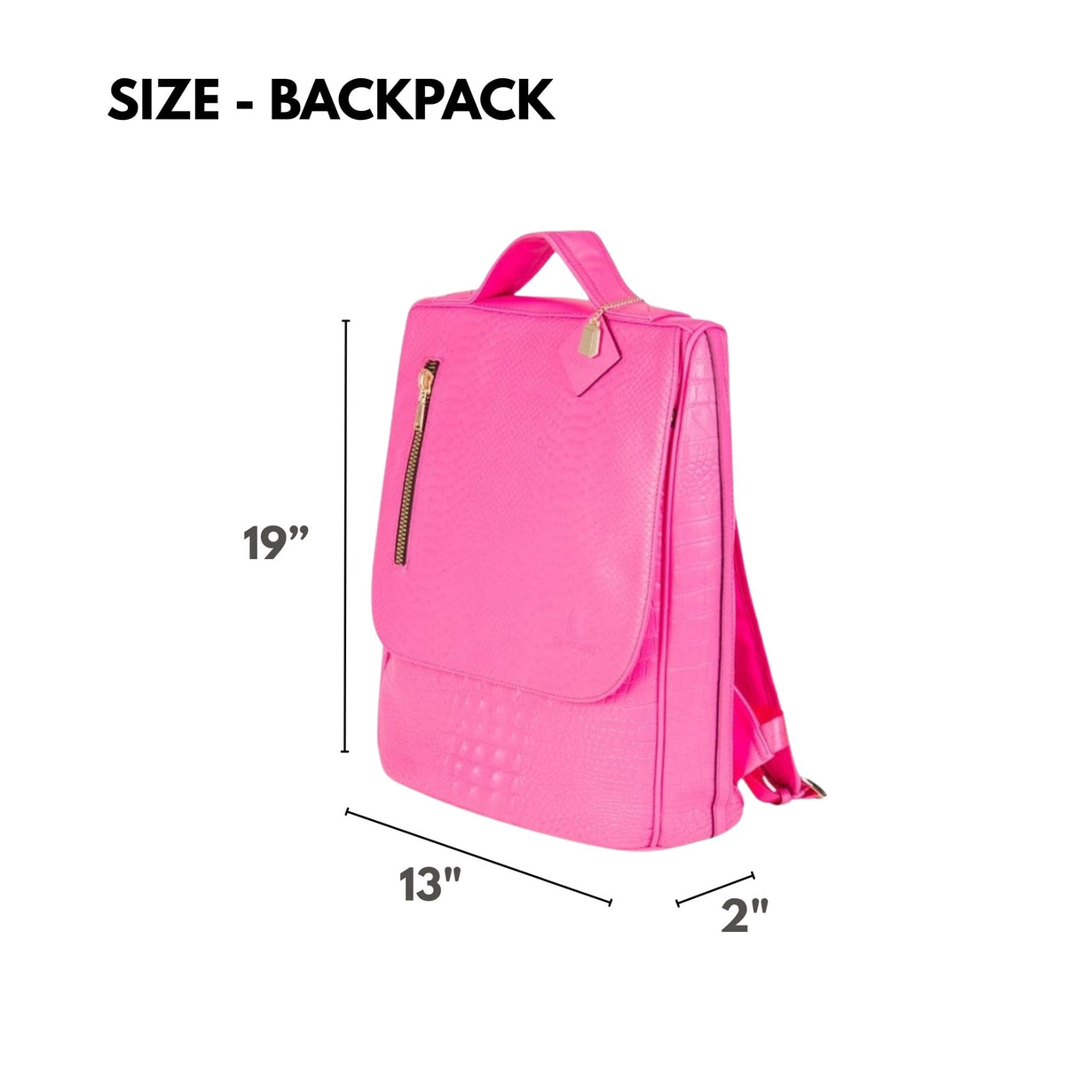 Tote&Carry Classic Weekender Travel Set in Neon Pink — backpack size, 19 x 13 x 2 inches