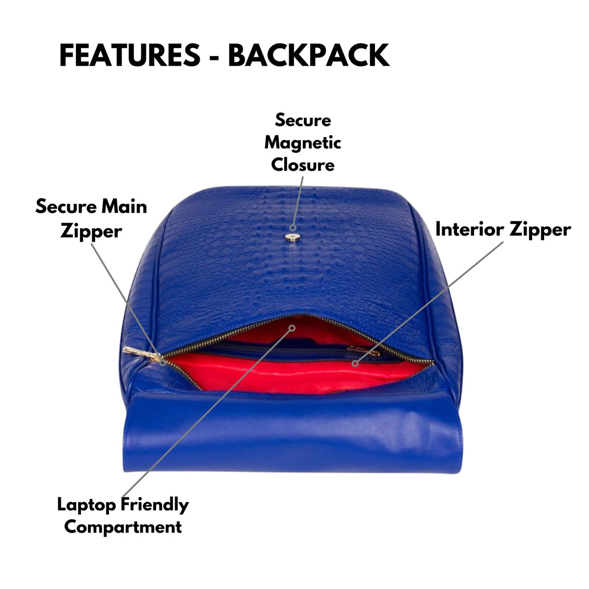 Tote&Carry Classic Weekender Travel Set in Royal Blue — backpack features, laptop compartment, secure main zipper and magnetic closure